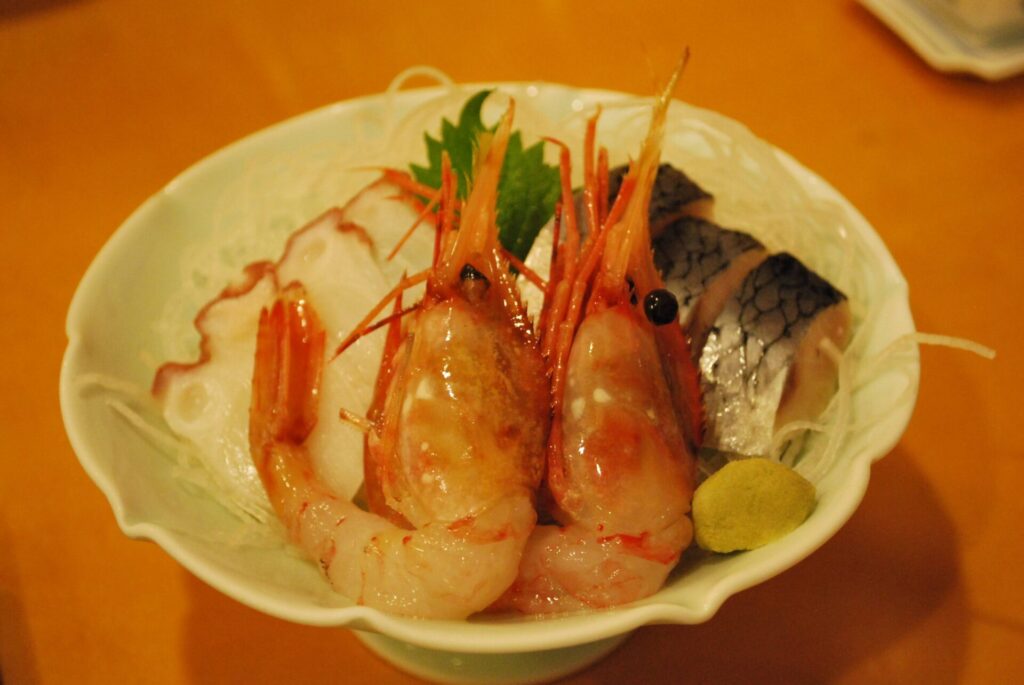 礼文島 かもめ荘 夕食 えび