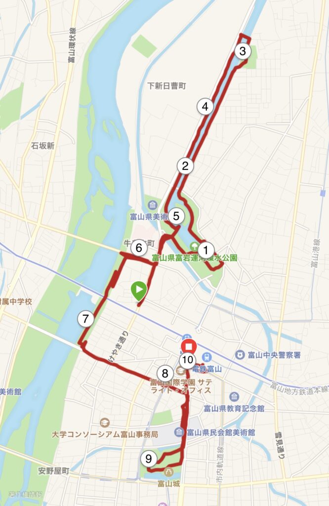 親水公園まわりを走る