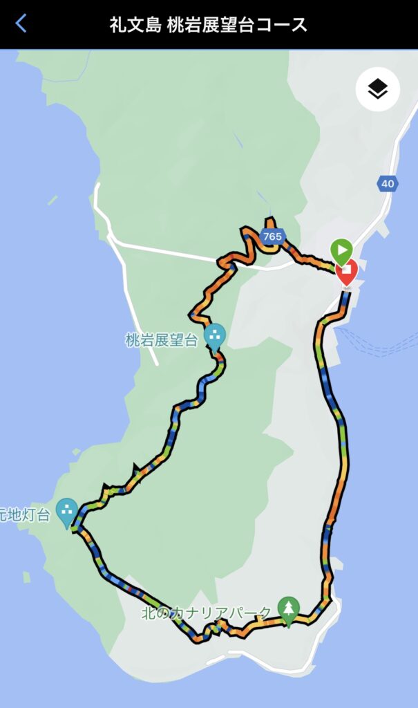 礼文島 桃岩展望台 コースマップ