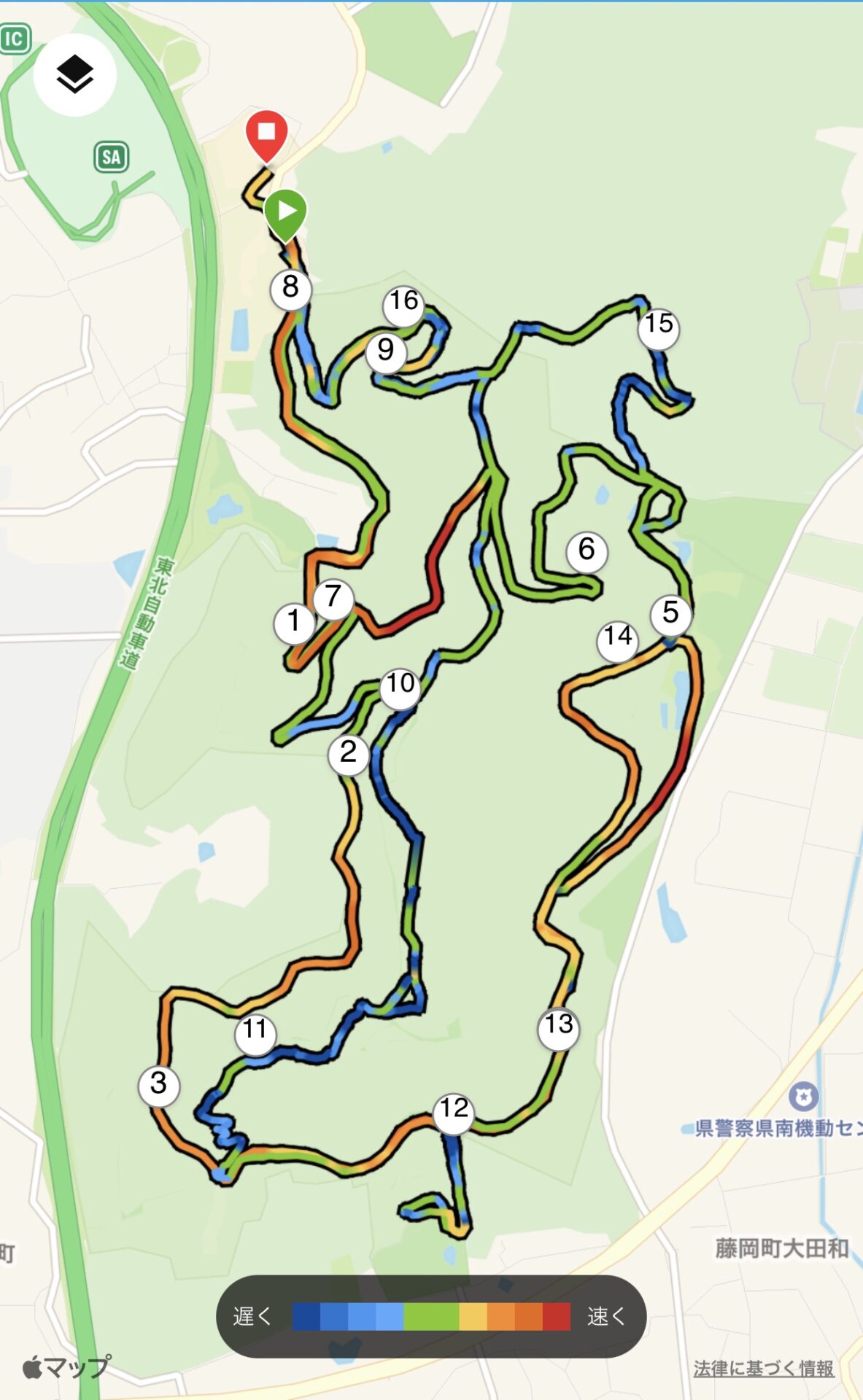 8の数字がスタート地点と近い。